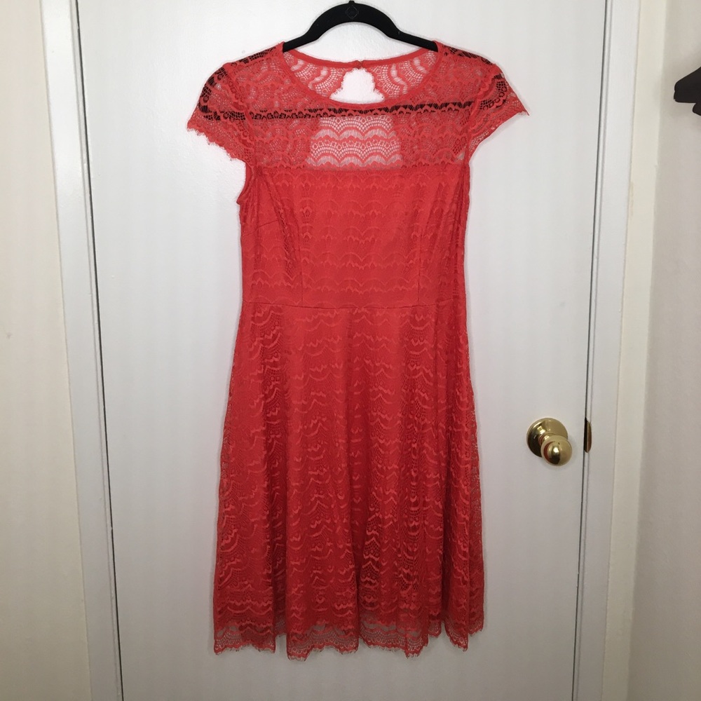 Coral Lace Jessica Simpson A-Line Dress